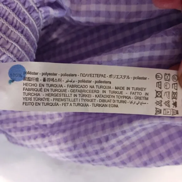 Zara, Lavender & White Gingham Check Crop Top, Long Sleeve, Renaissance, Peasant - Picture 14 of 14
